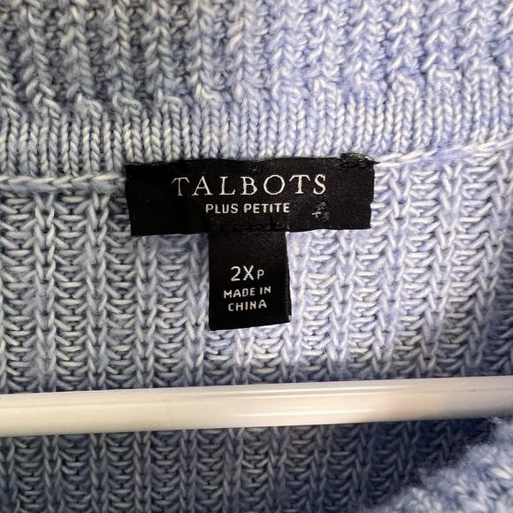 Talbots Womens 1/4 Zip Up Pullover Sweater Plus Sz 2X Blue Cable knit Office - Picture 7 of 12